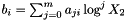 $ b_i = \sum^m_{j=0} a_{ji}\log^j{X_2} $